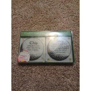 Golf Glass Coasters set of‎ 6 New Shatter proof Tempered Glass